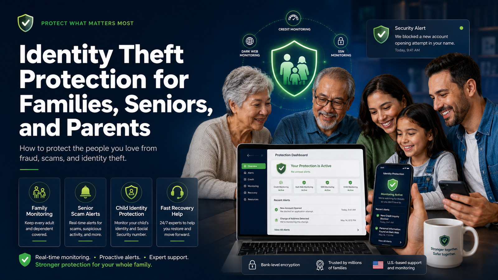 Identity theft protection for families, seniors, and parents